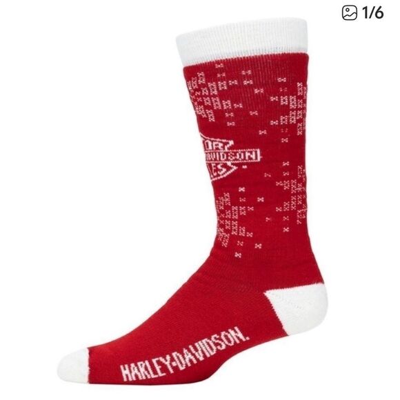 Harley-Davidson Wool Riding Socks, Snowflake Pattern, 2 Pairs, Size L, NWT - Picture 1 of 6